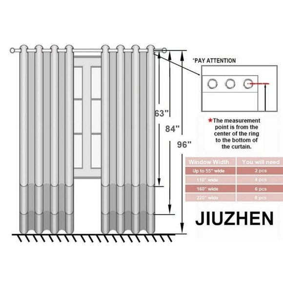 JIUZHEN Velvet Curtains 96 Inch Long 2 Panel - Picture 5 of 6